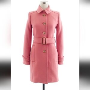 J. Crew Pink Belted Wool Trench Coat